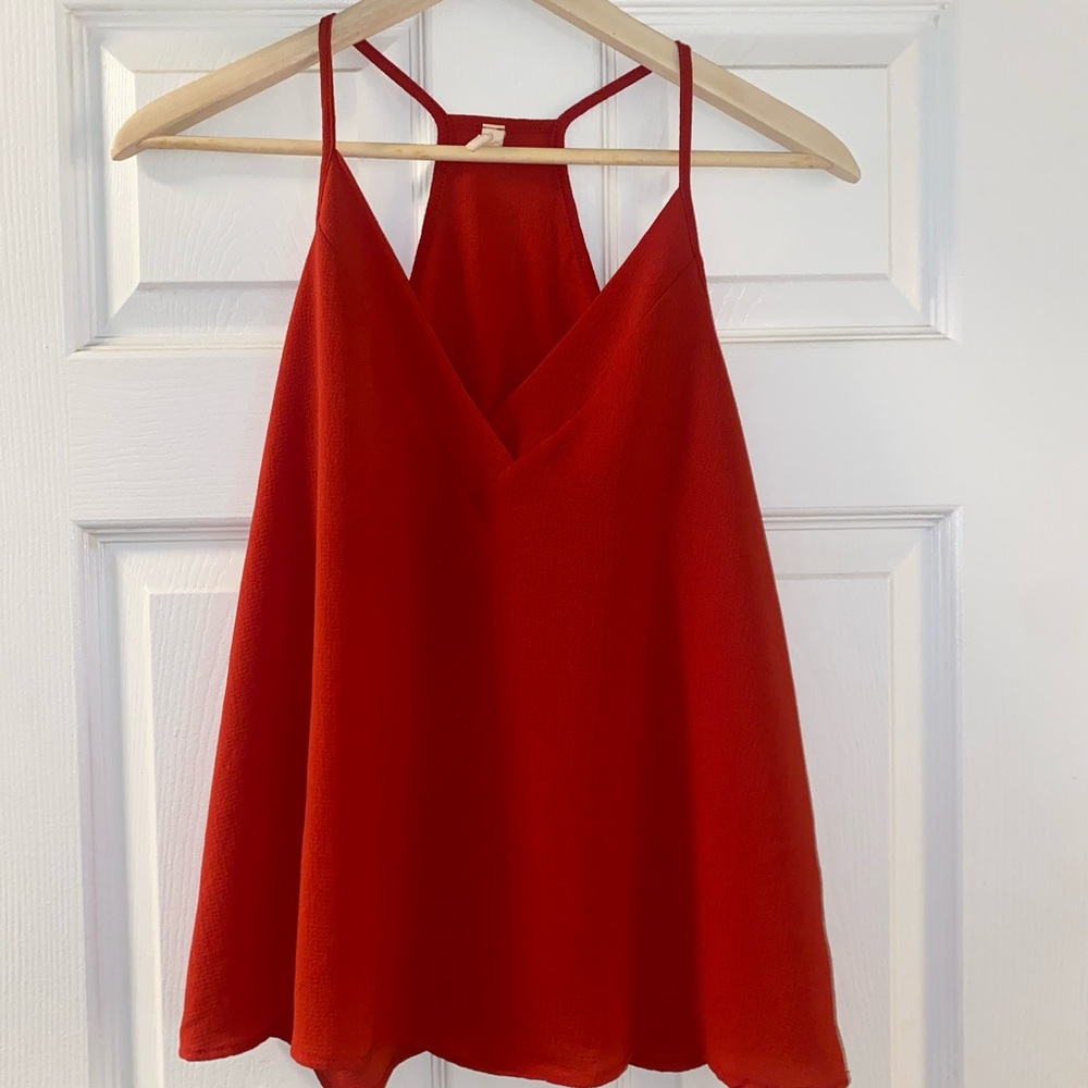 Red halter neck top
